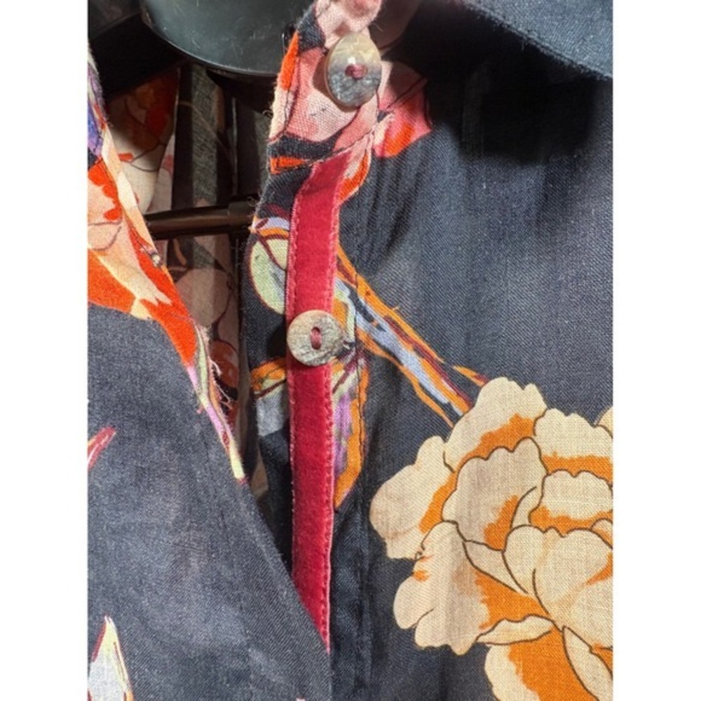Johnny Was Workshop NWT Ramie Floral Button Up Blouse XL * - Picture 7 of 12